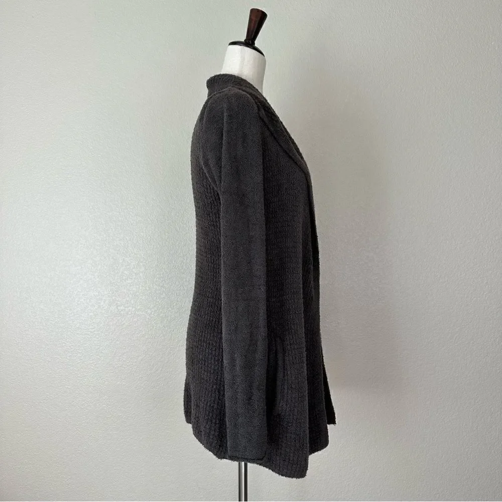 Barefoot Dreams Cozychic Lite Charcoal Gray Open Front Cardigan, Sz Medium - Picture 8 of 13
